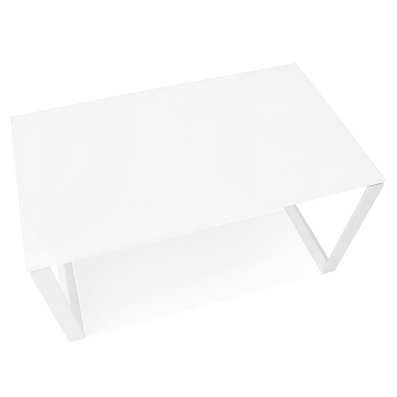 Bureau droit design en verre trempé pieds blancs (60x120 cm) OSSIAN (finition blanc) - image 59481