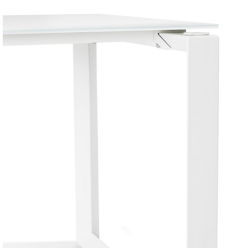 Bureau droit design en verre trempé pieds blancs (60x120 cm) OSSIAN (finition blanc) - image 59483