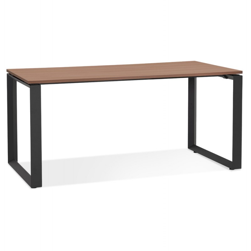 Straight desk design wood black feet (80x160 cm) OSSIAN (walnut finish) - image 59489