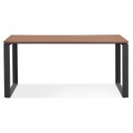 Straight desk design wood black feet (80x160 cm) OSSIAN (walnut finish)