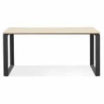 Design straight desk in wood black feet (80x160 cm) OSSIAN (natural finish)