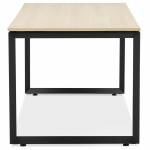 Design gerader Schreibtisch aus Holz schwarze Füße (80x160 cm) OSSIAN (naturbelassen)
