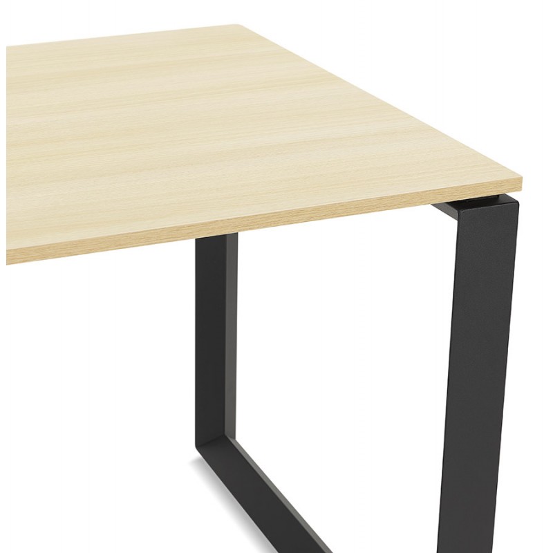Design gerader Schreibtisch aus Holz schwarze Füße (80x160 cm) OSSIAN (naturbelassen) - image 59497