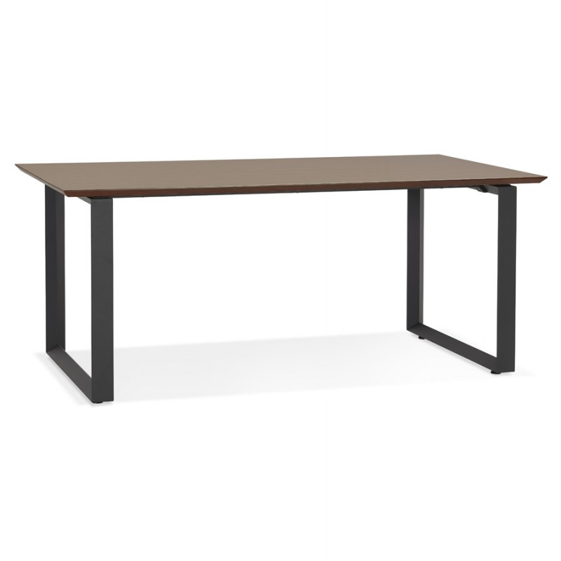 Design gerader Schreibtisch aus Holz schwarze Füße (90x180 cm) COBIE (Walnuss-Finish) - image 59510