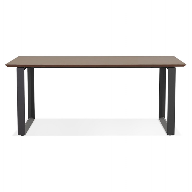 Design gerader Schreibtisch aus Holz schwarze Füße (90x180 cm) COBIE (Walnuss-Finish) - image 59511