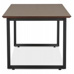 Design gerader Schreibtisch aus Holz schwarze Füße (90x180 cm) COBIE (Walnuss-Finish)