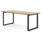 Design gerader Schreibtisch aus Holz schwarze Füße (90x180 cm) COBIE (naturbelassen)