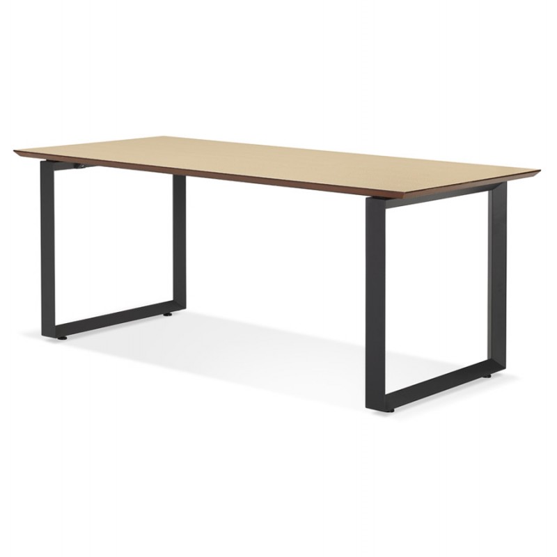 Design gerader Schreibtisch aus Holz schwarze Füße (90x180 cm) COBIE (naturbelassen) - image 59519