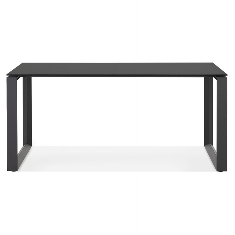 Design gerader Schreibtisch aus gehärtetem Glas schwarze Füße (80x160 cm) OSSIAN (schwarzes Finish) - image 59535