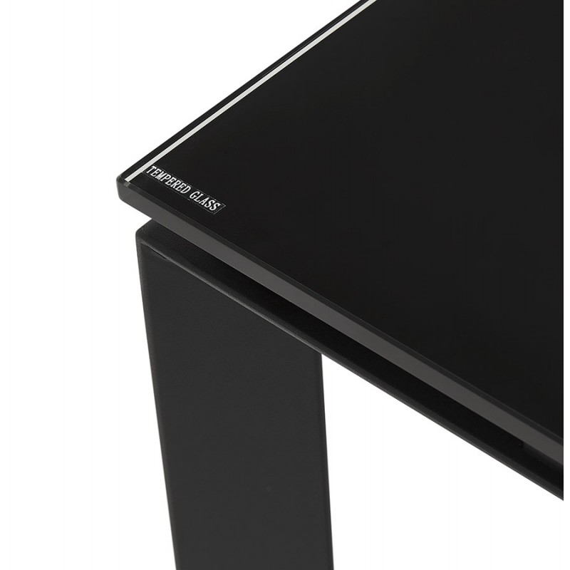 Design gerader Schreibtisch aus gehärtetem Glas schwarze Füße (80x160 cm) OSSIAN (schwarzes Finish) - image 59539