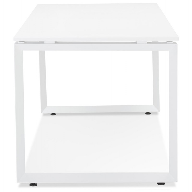 Bureau droit design en bois pieds blancs (80x160 cm) OSSIAN (finition blanc) - image 59551