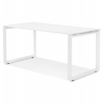 Straight desk design wooden white feet (80x160 cm) OSSIAN (white finish)