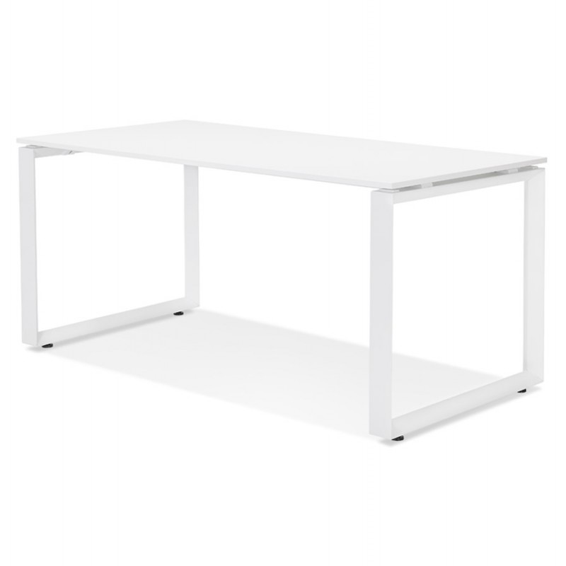 Straight desk design wooden white feet (80x160 cm) OSSIAN (white finish) - image 59552
