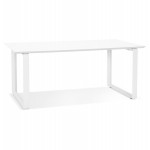 Design gerader Schreibtisch aus Holz weiße Füße (90x180 cm) COBIE (weiße Oberfläche)