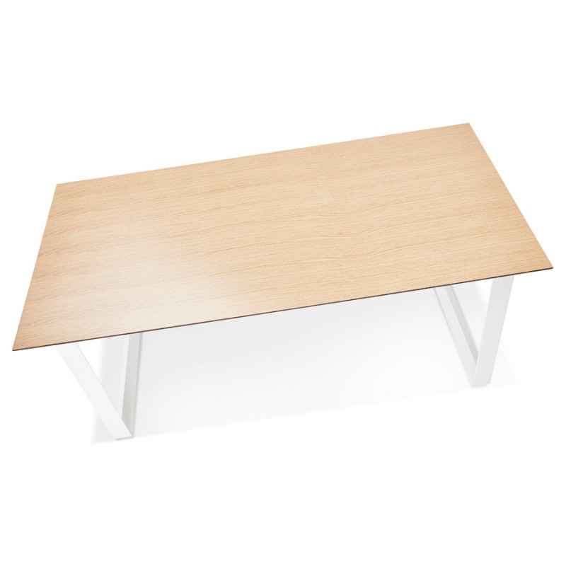 Diseño de escritorio recto en pies blancos madera (90x180 cm) COBIE (acabado natural) - image 59571