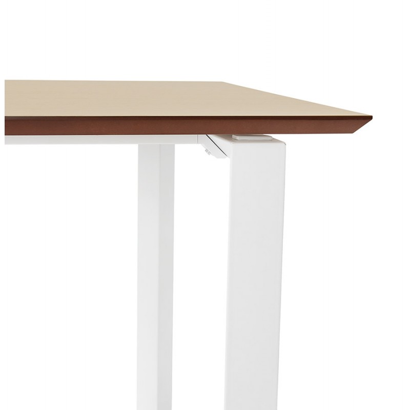 Design dritto della scrivania in legno bianco piedini (90x180 cm) COBIE (finitura naturale) - image 59573