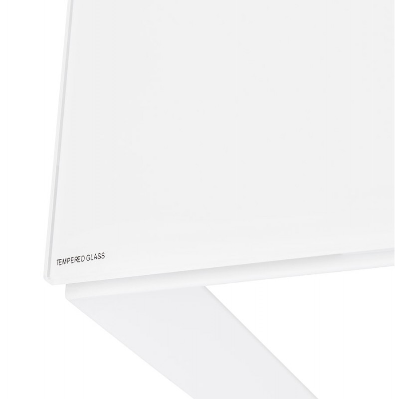 Bureau droit design en verre trempé pieds blancs (80x160 cm) OSSIAN (finition blanc) - image 59584