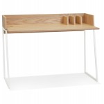 Straight desk design in wood white feet (62x120 cm) ELIOR (natural finish)