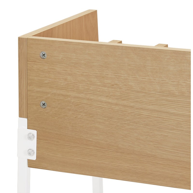 Bureau droit design en bois pieds blancs (62x120 cm) ELIOR (finition naturel) - image 59610