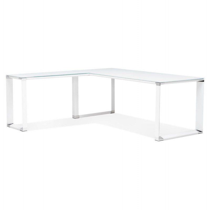 Bureau d'angle design en verre trempé (200x200 cm) MASTER (finition blanc) - image 59624