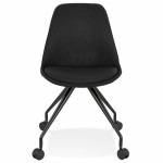 Chaise de bureau design sur roulettes en tissu ARISTIDE (noir)