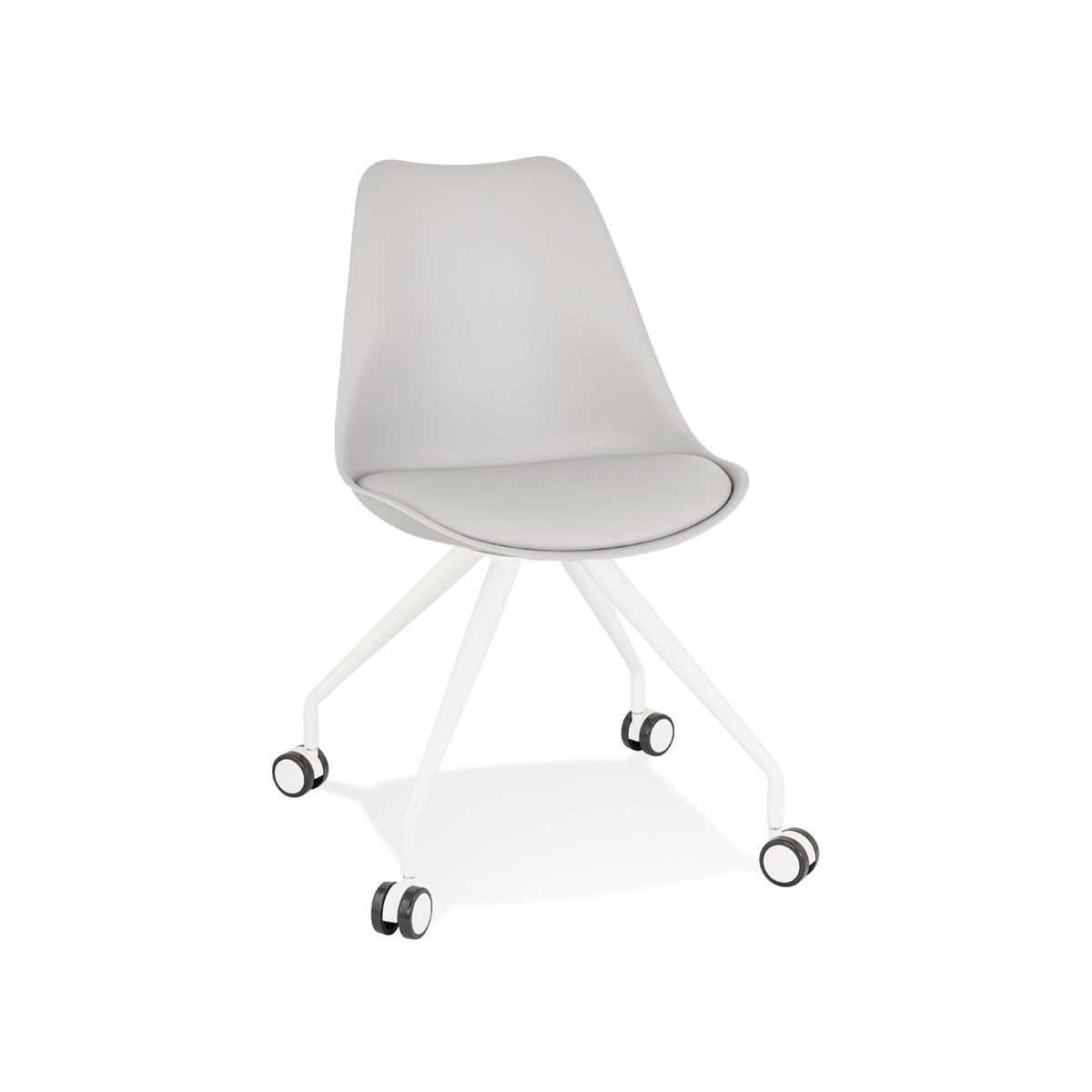 Fauteuil de bureau scandinave NORDY (Blanc, naturel) - Fauteuils et chaises  de bureau