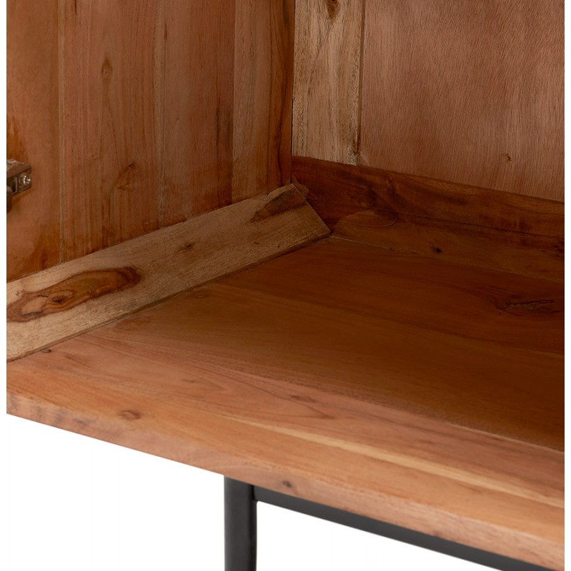 Buffet 3 portes en bois d'acacia 147 cm VERO (naturel, noir) - image 59909