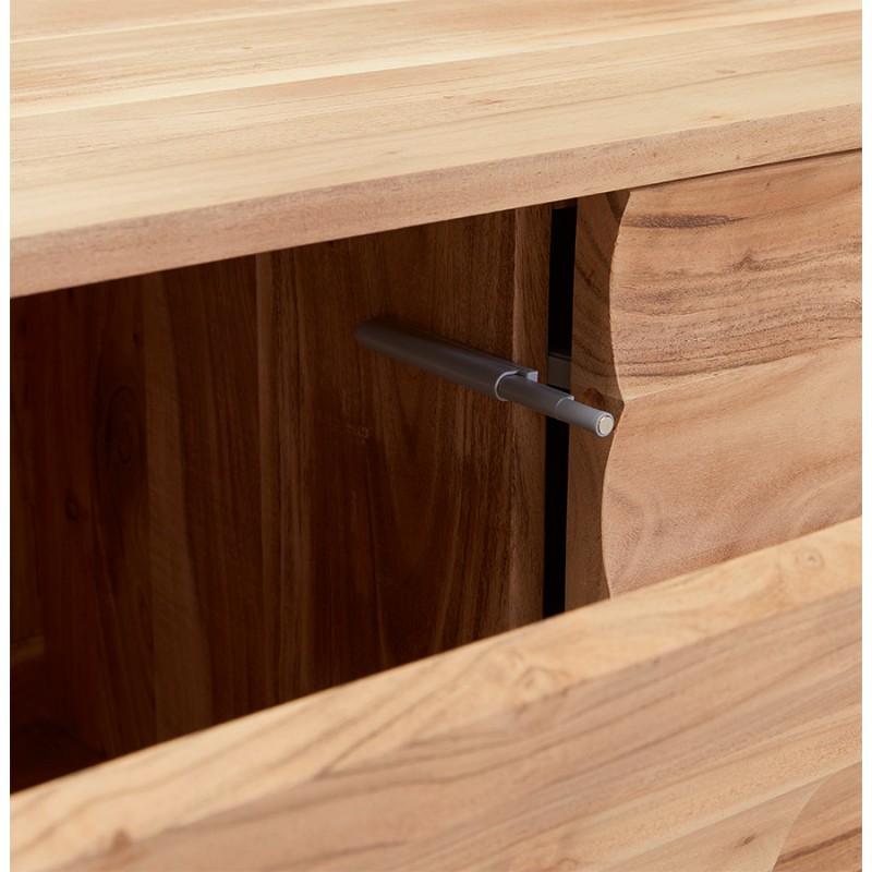 Meuble TV 3 portes en bois d'acacia 147 cm VERO (naturel, noir) - image 59925