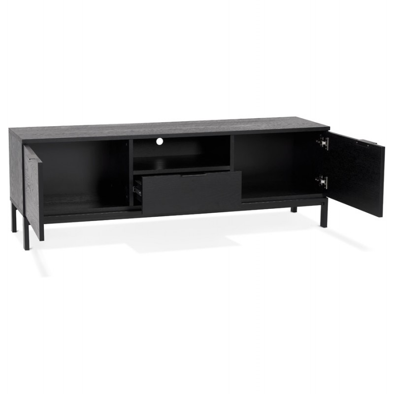 Soporte de TV 2 puertas, 1 cajón, 1 nicho 150 cm PACO (negro) - image 59930