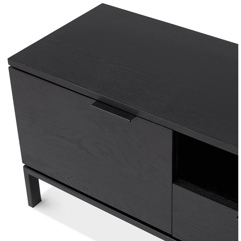 Soporte de TV 2 puertas, 1 cajón, 1 nicho 150 cm PACO (negro) - image 59936
