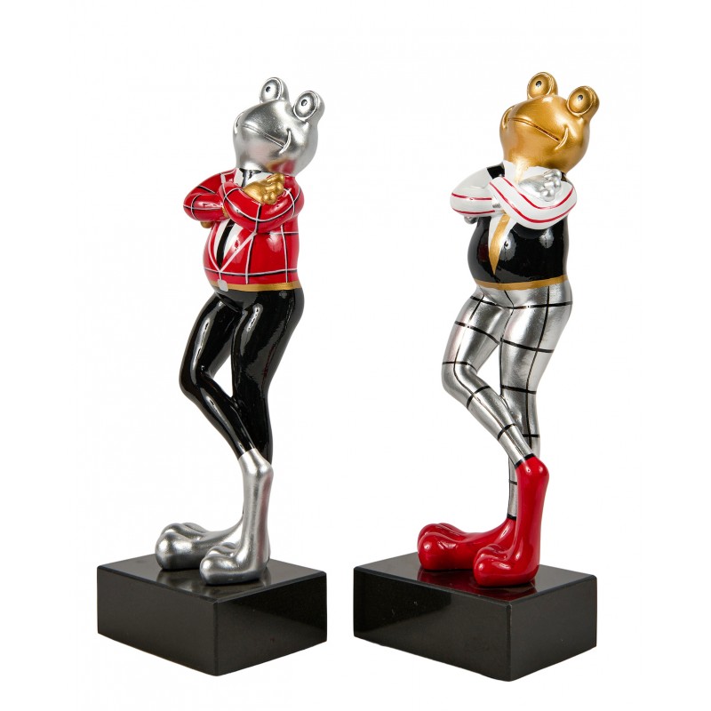 Set di 2 statue decorative in resina RANE (H32 cm) (grigio, oro, rosso) - image 60016