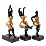 Set de 3 estatuas decorativas de resina MUJER PAVLOVAS (H40 cm) (negro, dorado)