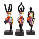 Set of 3 decorative resin statues DANCERS (H40 cm) (multicolored)