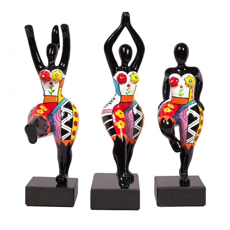 Set de 3 estatuas decorativas de resina DANCERS (H40 cm) (multicolor) - image 60089