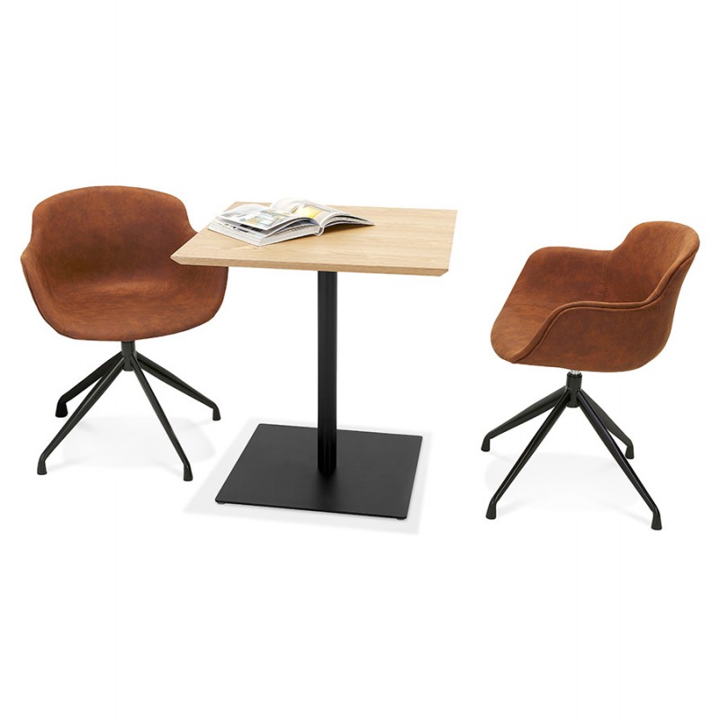 Table design carré pied noir ADRIANA (naturel) (70x70 cm) - image 60243