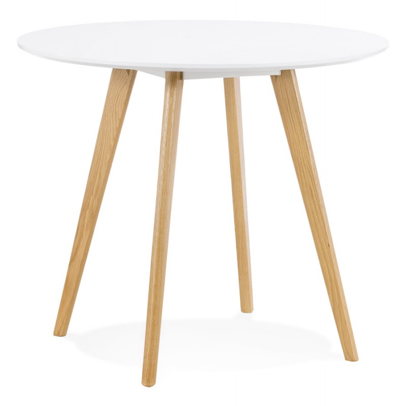Mesa de comedor redonda de diseño escandinavo ALICIA (Ø 90 cm) (blanco) - image 60361