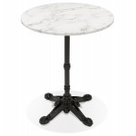 Tavolino rotondo design effetto marmo CELESTE (Ø 60 cm) (bianco)