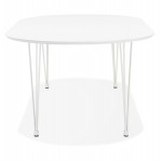 Tavolo da pranzo allungabile in legno e gamba in metallo bianco ISAAC (120-220x120 cm) (bianco opaco)