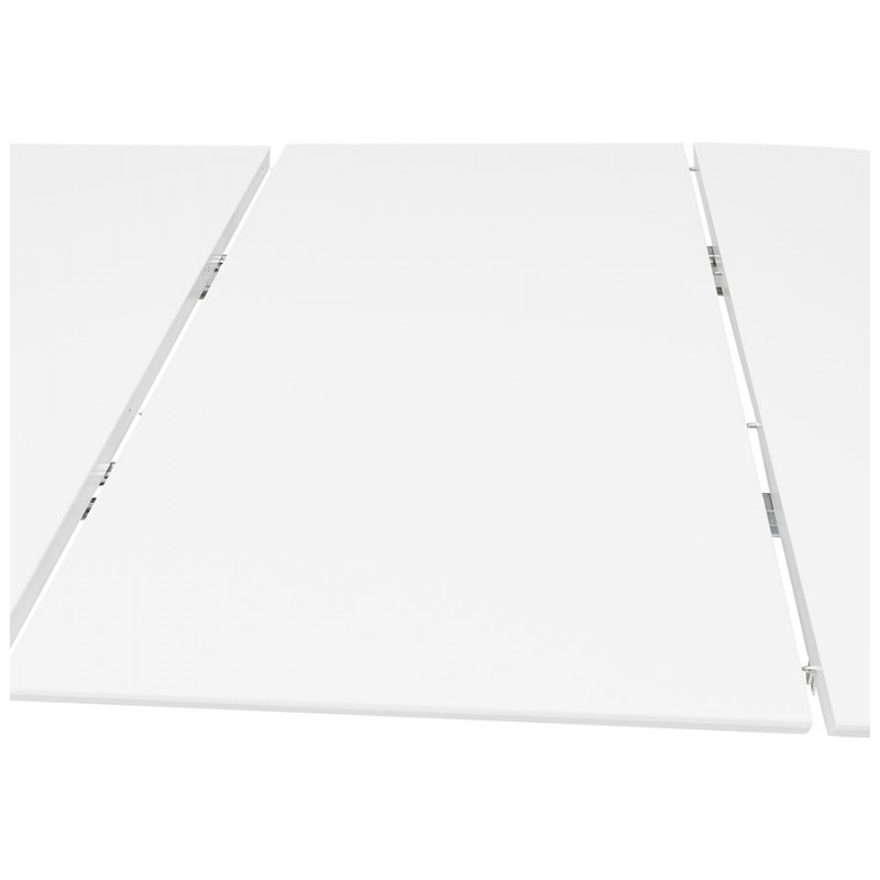 Extendable wooden dining table and white metal leg ISAAC (120-220x120 cm) (matt white) - image 60450