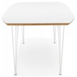 Ausziehbarer Esstisch aus Holz und weißen Metallbeinen MARIE (170-270x100 cm) (weiß)