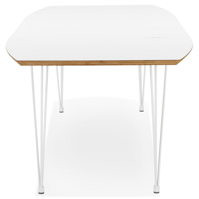 Mesa de comedor extensible en madera y patas metálicas blancas MARIE (170-270x100 cm) (blanco) - image 60467