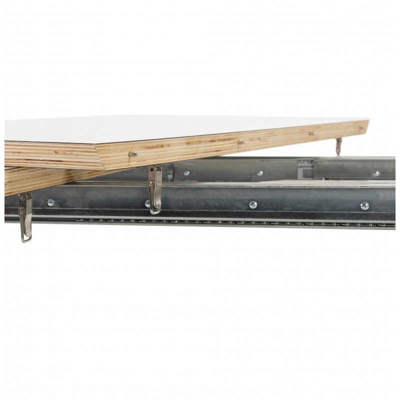 Table à manger extensible en bois et pieds métal blanc MARIE (170-270x100 cm) (blanc) - image 60477
