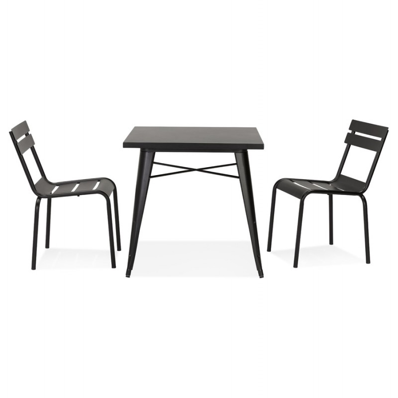 Table à manger industrielle carré ALBANE (76x76 cm) (noir) - image 60492