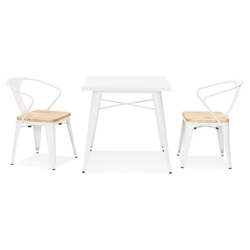 Square industrial dining table ALBANE (76x76 cm) (white) - image 60502