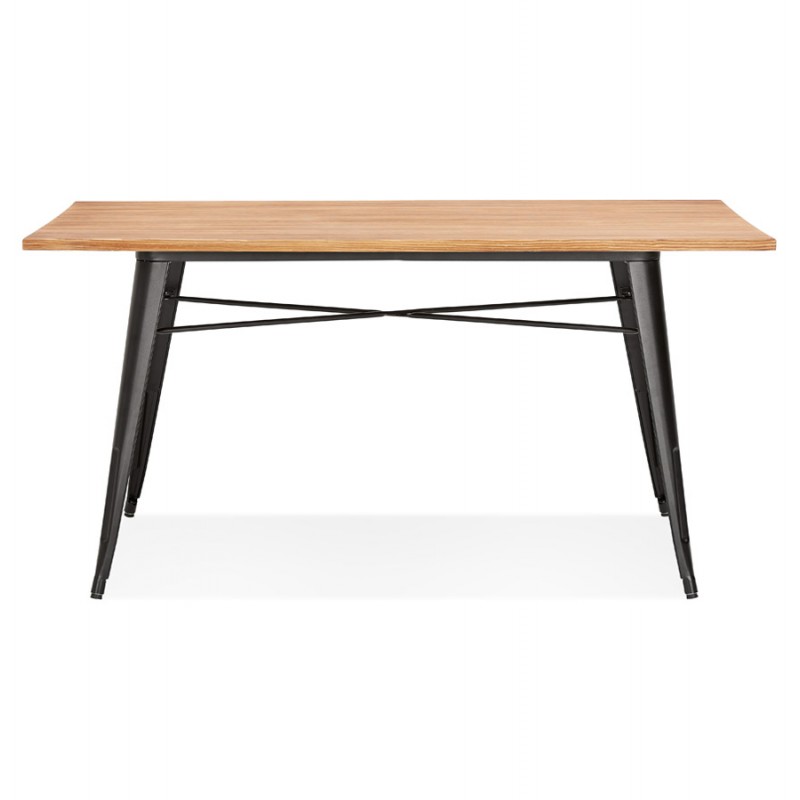 Table à manger industrielle en bois massif et métal NAVA (150x80 cm) (finition naturel) - image 60504