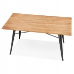 Mesa de comedor industrial en madera maciza y metal NAVA (150x80 cm) (acabado natural)