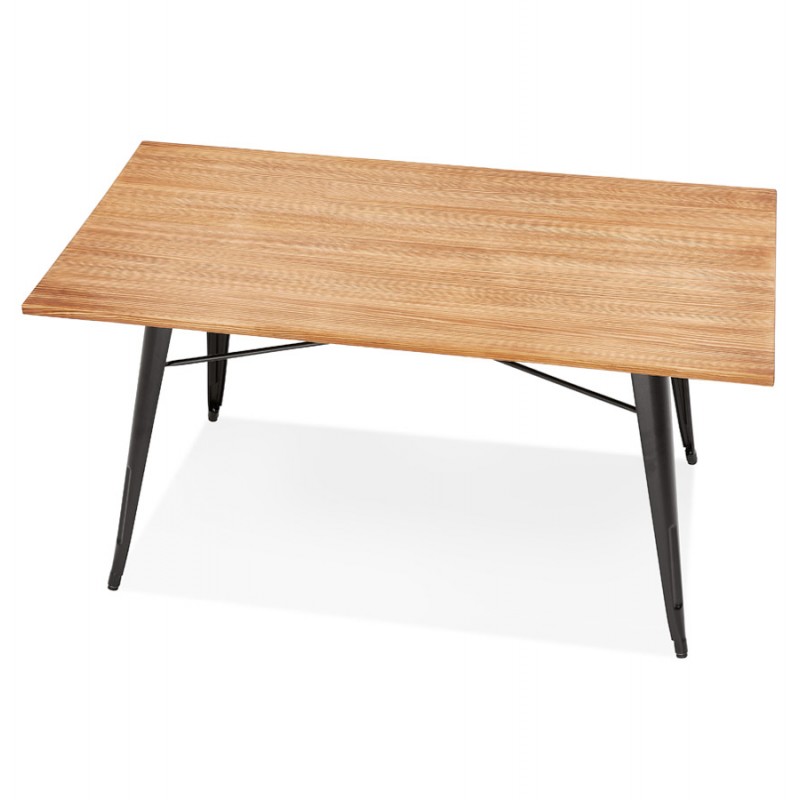 Table à manger industrielle en bois massif et métal NAVA (150x80 cm) (finition naturel) - image 60507