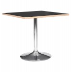 Table de repas design carrée pied métal chromé MAYA (80x80 cm) (noir)