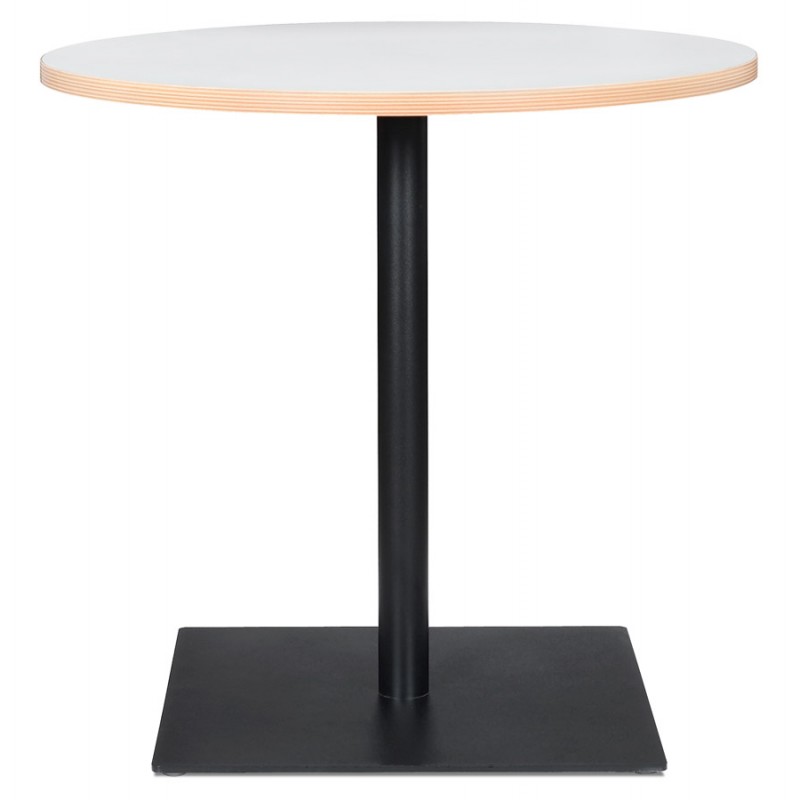 Tavolo da pranzo rotondo di design piedino in flanella metallica verniciata a polvere (Ø 80 cm) (bianco) - image 60561