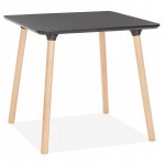Mesa de comedor de diseño de madera de haya de pie cuadrado JANINE (80x80 cm) (negro)